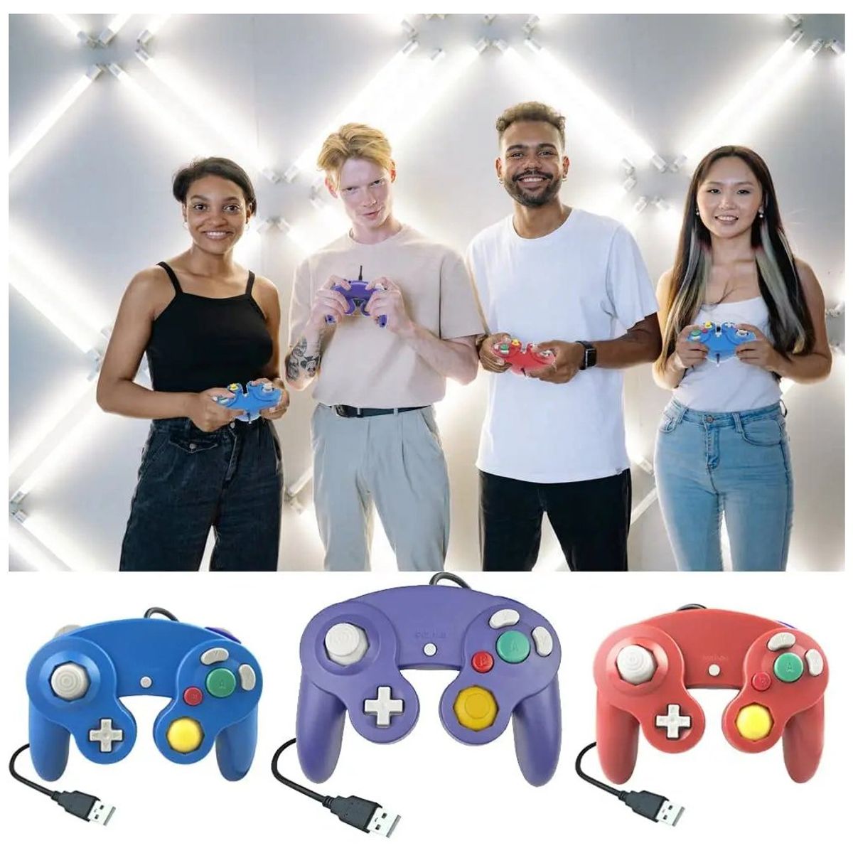 CORRERREY - Controlador de juego con para Nintendo NGC USB para Morado