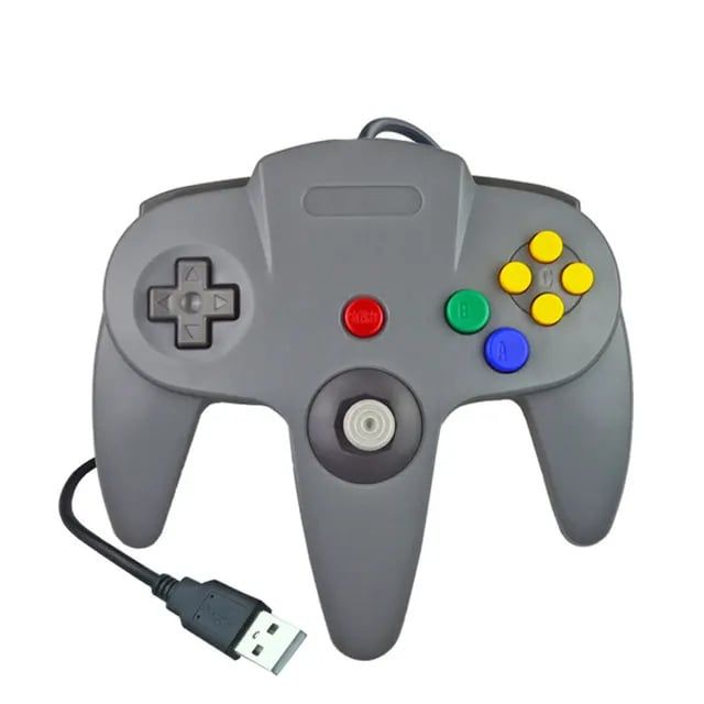 CORRERREY Mando con cable USB N64 Joystick clásico PC Mac Gris