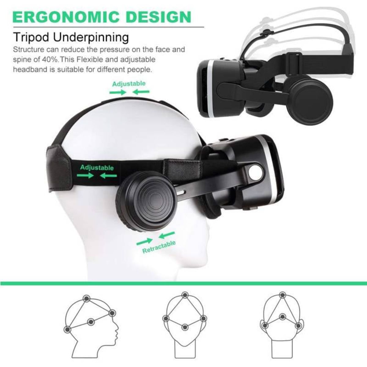 CORRERREY - Gafas de realidad Virtual 3D VR casco estéreo Controlador de juego