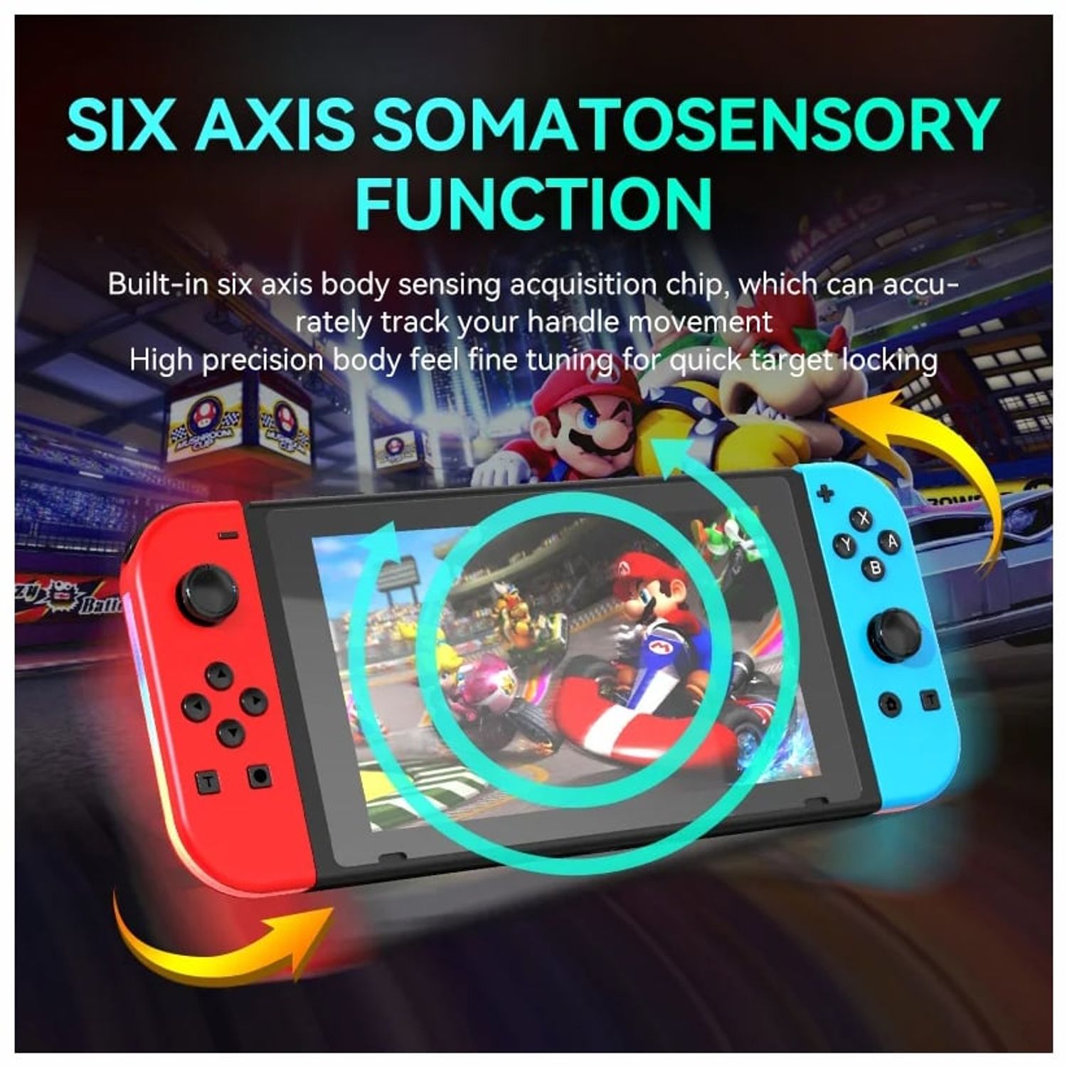 CORRERREY Joysticks Inalámbricos Rgb Doble Motor Giroscopio 6 Ejes