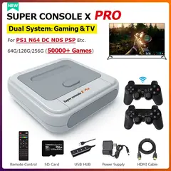 VDVO - 64G Consola x pro videojuegos vídeo de tv 4k hd con cable controls
