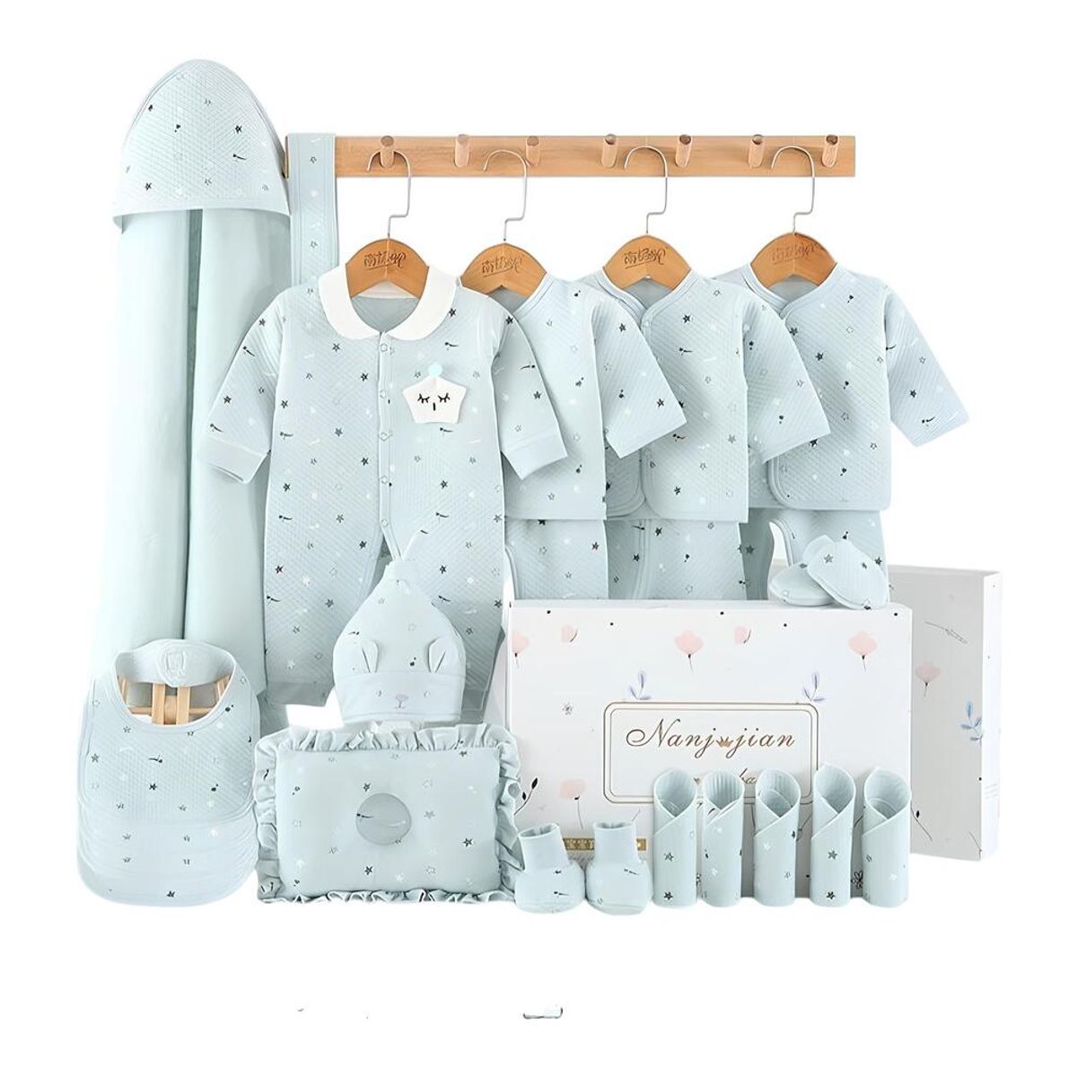 LUBABYCAS - Pack Ajuar Bebé Ropa 24 Piezas Celeste Lubabycas