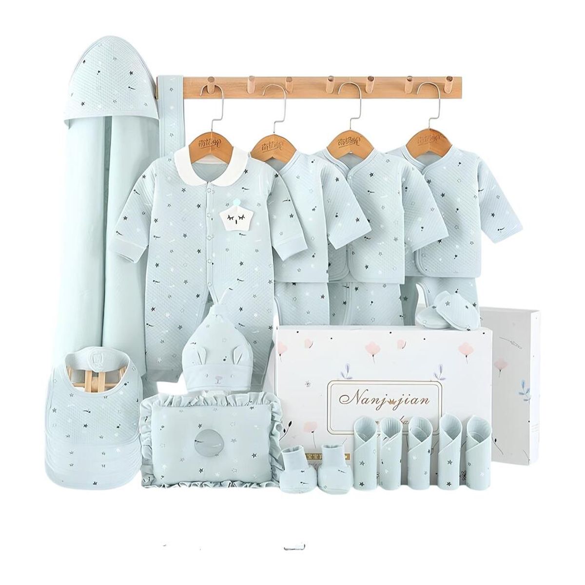 LUBABYCAS - Pack Ajuar Bebé Ropa 24 Piezas Celeste Lubabycas