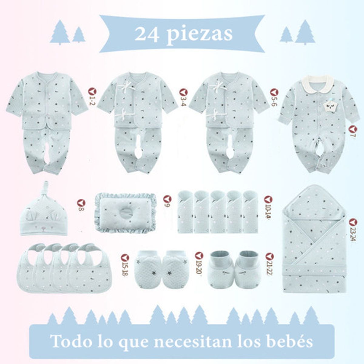 LUBABYCAS - Pack Ajuar Bebé Ropa 24 Piezas Amarillo Lubabycas