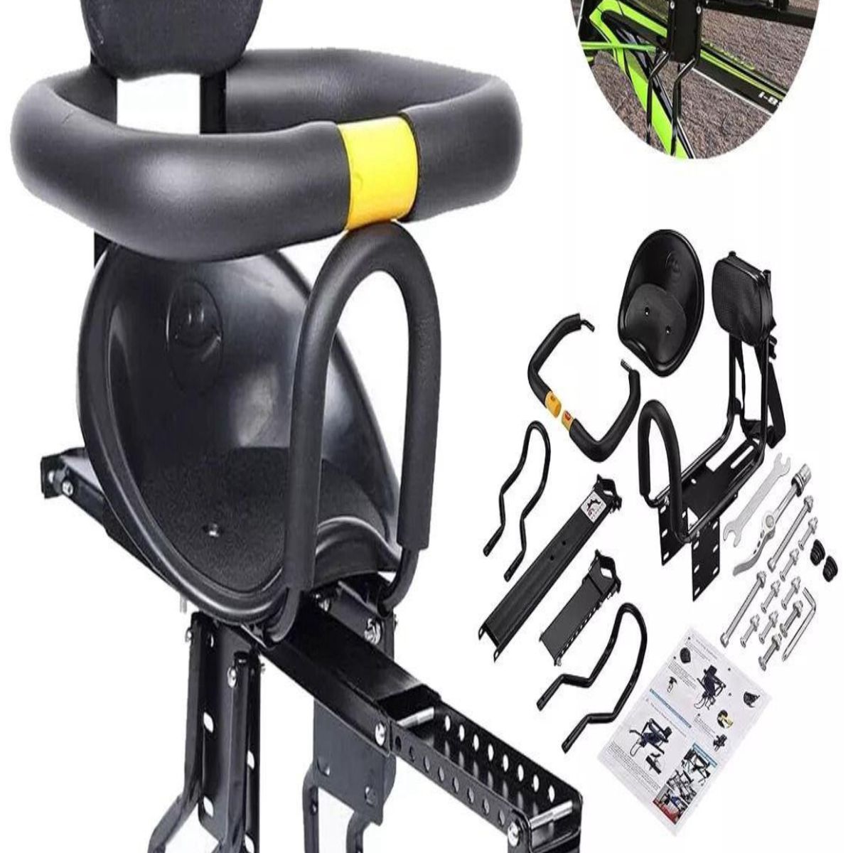 GENERICO - Silla Soporte Asiento Delantero Niños Porta Bebe Bicicleta