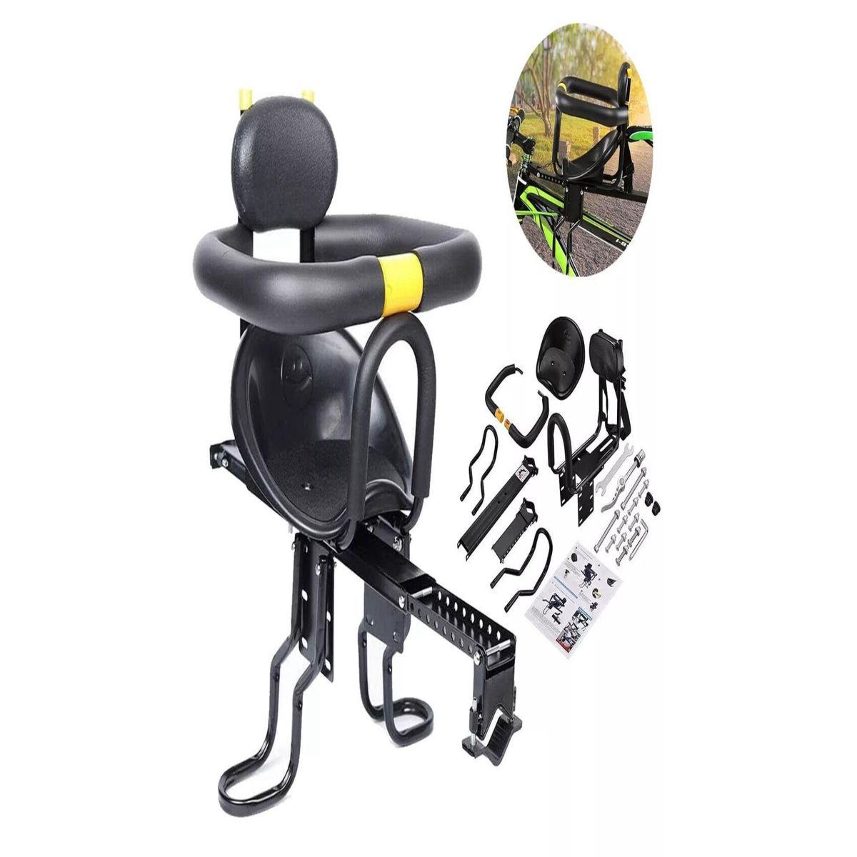 GENERICO - Silla Soporte Asiento Delantero Niños Porta Bebe Bicicleta