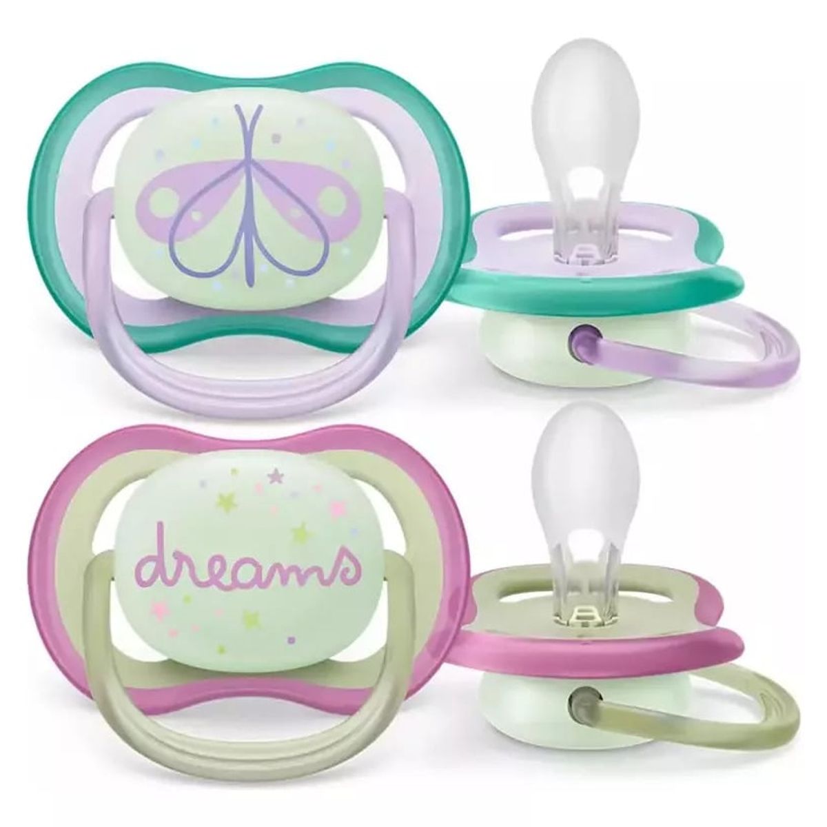 AVENT - Set 2 chupetes avent night 0-6m Girl scf376/19