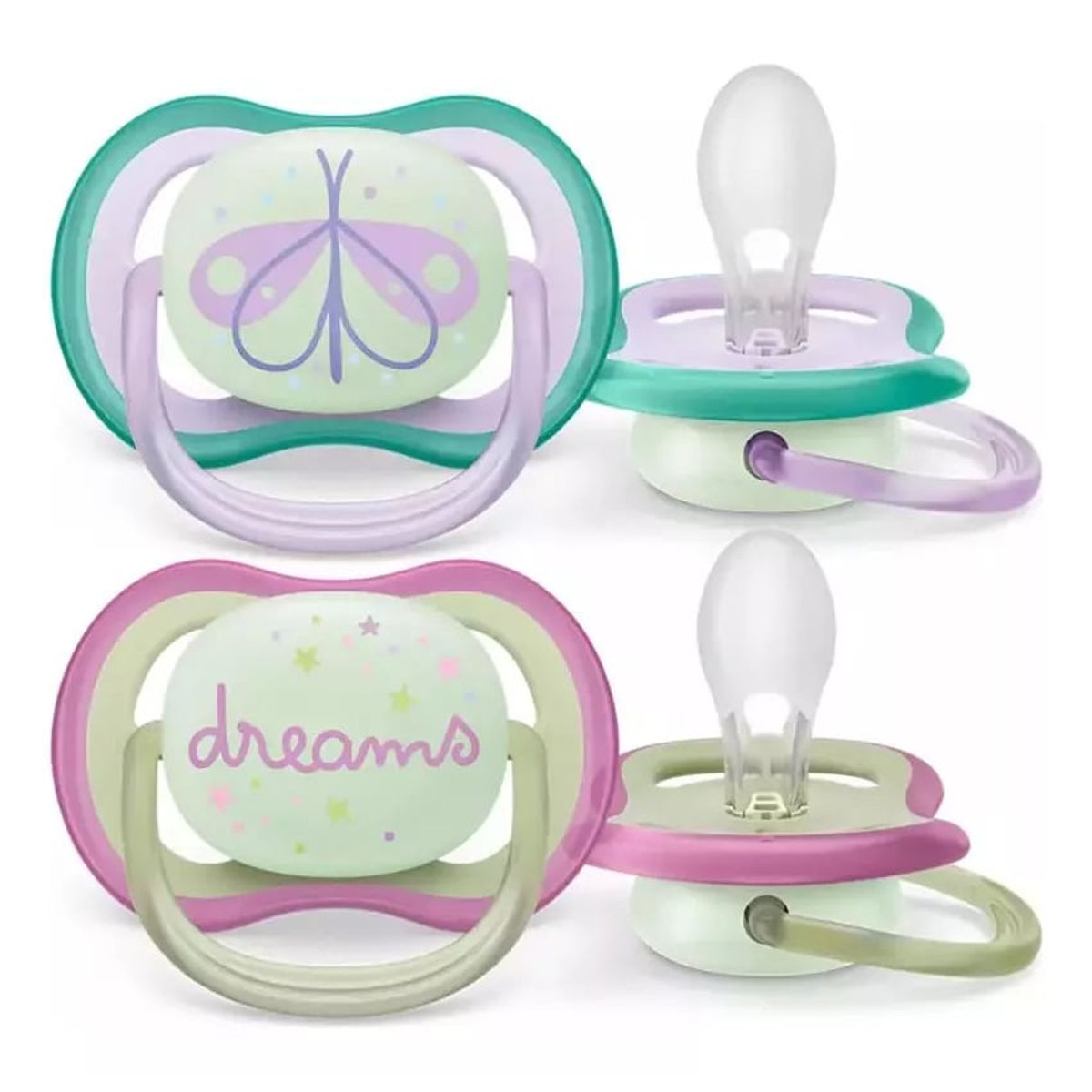 AVENT - Set 2 chupetes avent night 0-6m Girl scf376/19