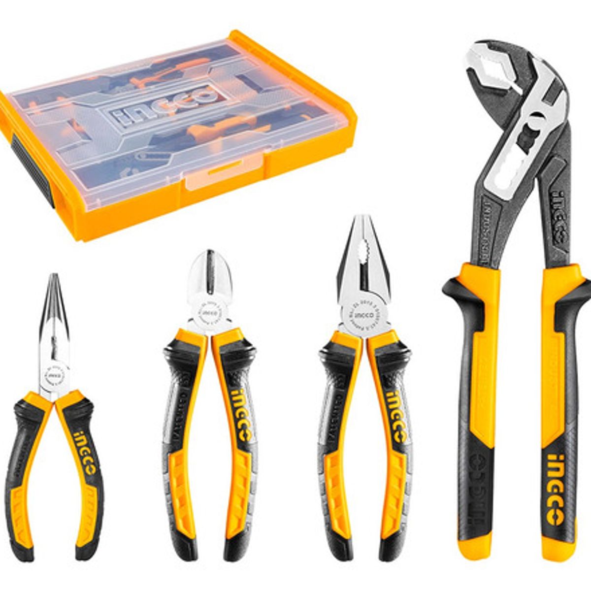 INGCO - Set Alicates 4 Piezas + Caja Plastica 160-250Mm Ingco