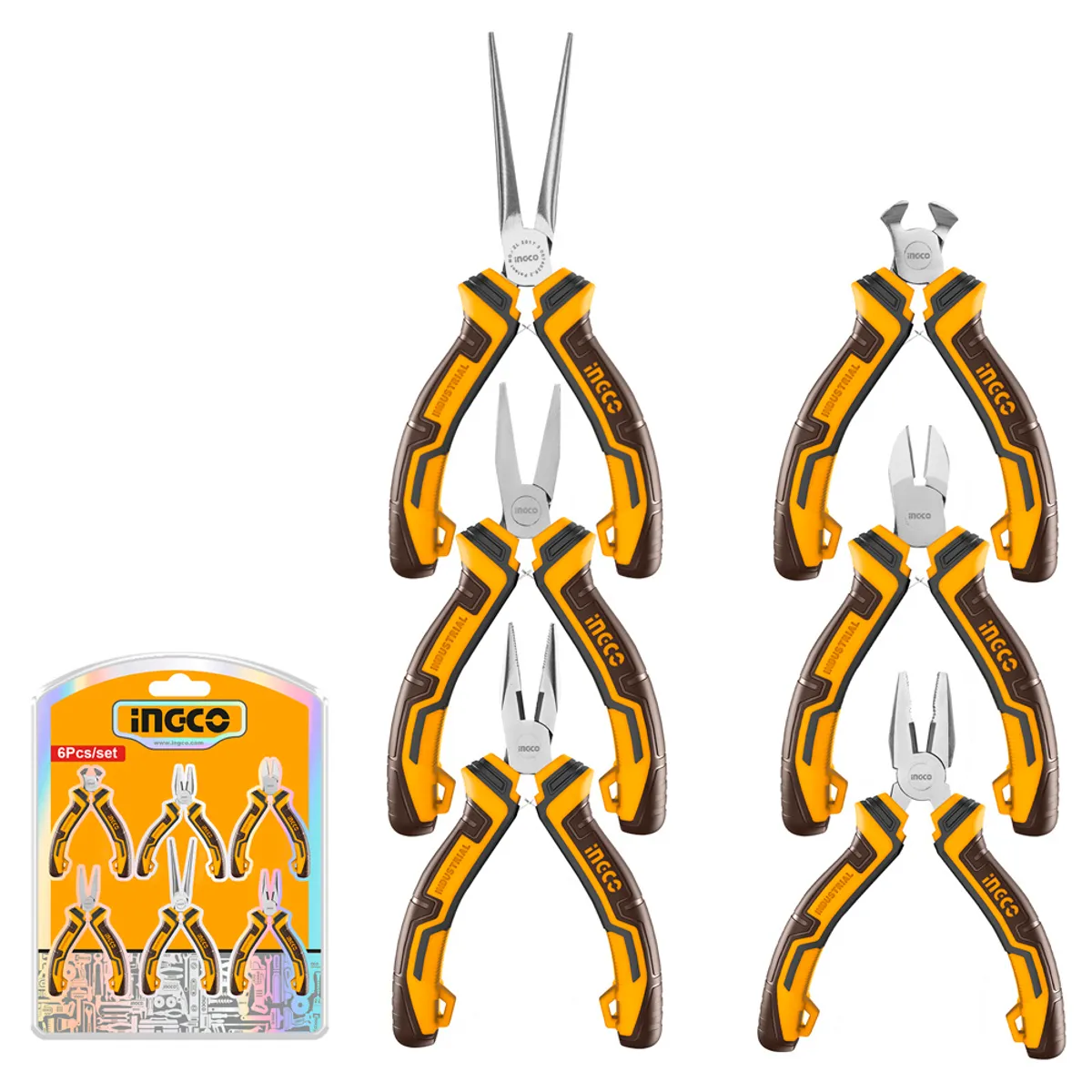 INGCO - Set De Alicates 6 Piezas 115Mm/4,5" Ingco Ss Hmps06115