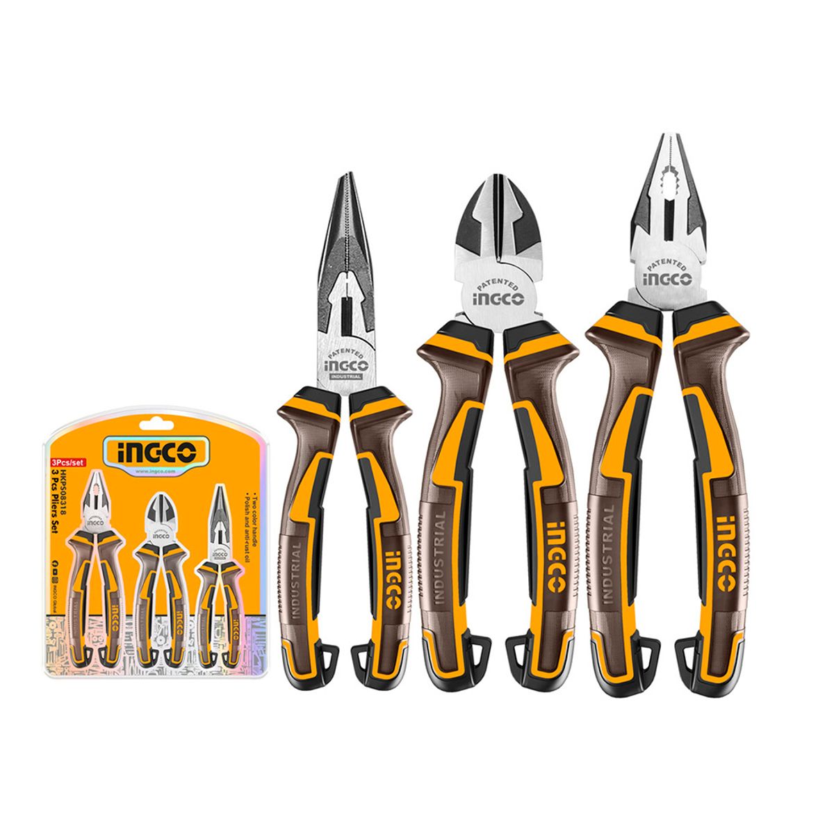 INGCO - Set Alicates Industrial 3 Piezas 160-200Mm/6-8" Ingco