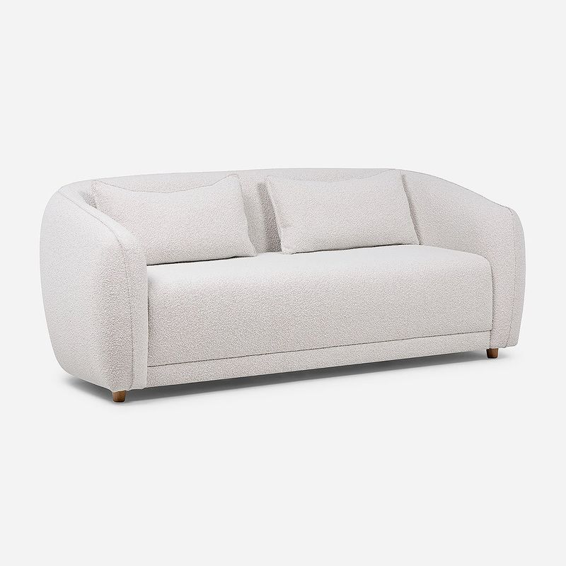 ROSEN - Sofá Brusel Curvo 3 Cuerpos Tela Blanco