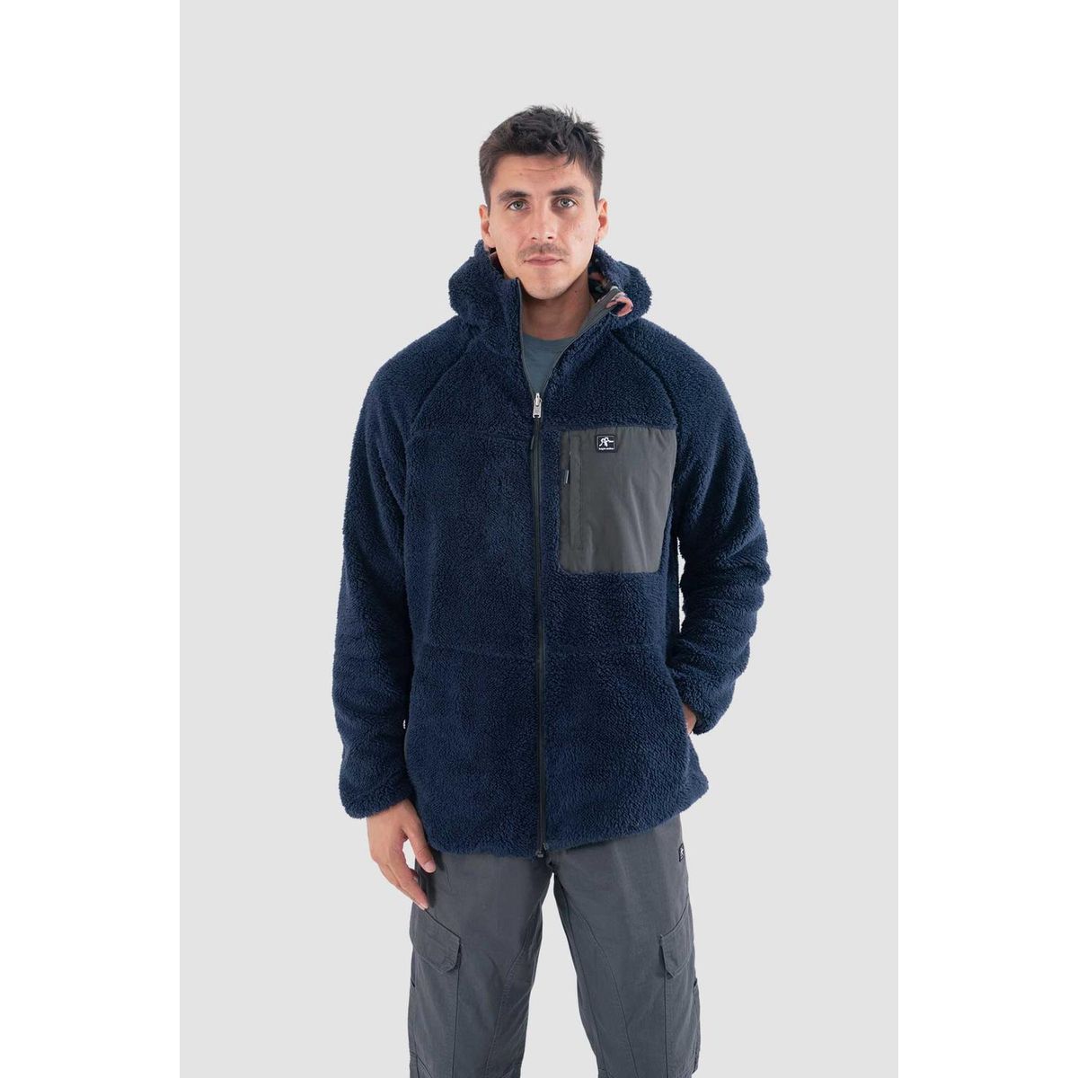 KAYA UNITE - Polerón Chiporro Hombre Shaggy Grizzly Reversible Navy