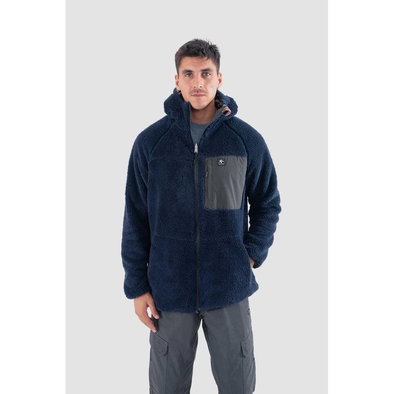KAYA UNITE - Polerón Chiporro Hombre Shaggy Grizzly Reversible Navy