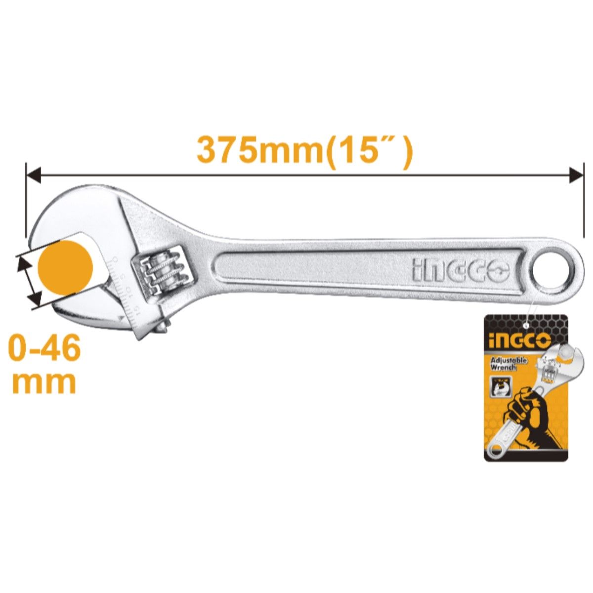 Llave Ajustable 375Mm/15" Ingco Hadw131152, marca INGCO - Foto Principal