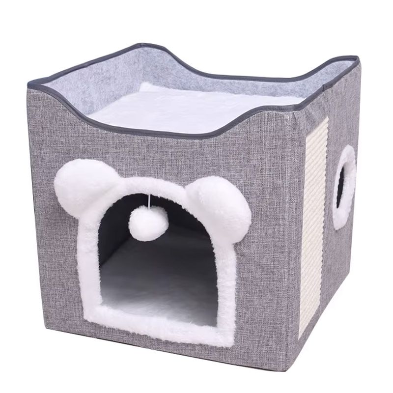 ALPHA - Cama Mascota Soft Confort Plegable Orejitas Con Techo