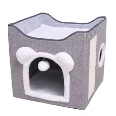 ALPHA - Cama Mascota Soft Confort Plegable Orejitas Con Techo