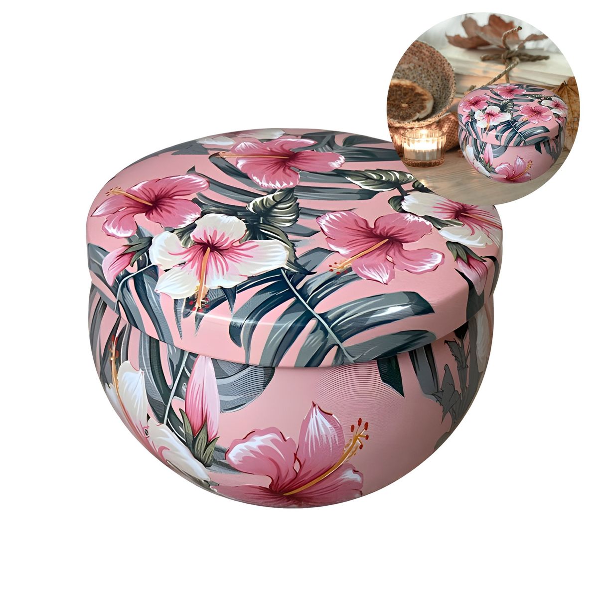 GENERICO - X20 Lata Tambor De Aluminio Para Velas 2 Oz 6,2x4,2cm Flores