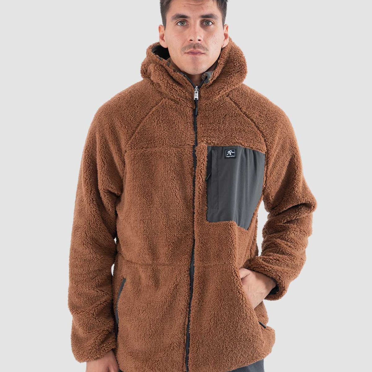 KAYA UNITE - Polerón Chiporro Hombre Shaggy Grizzly Reversible Camel