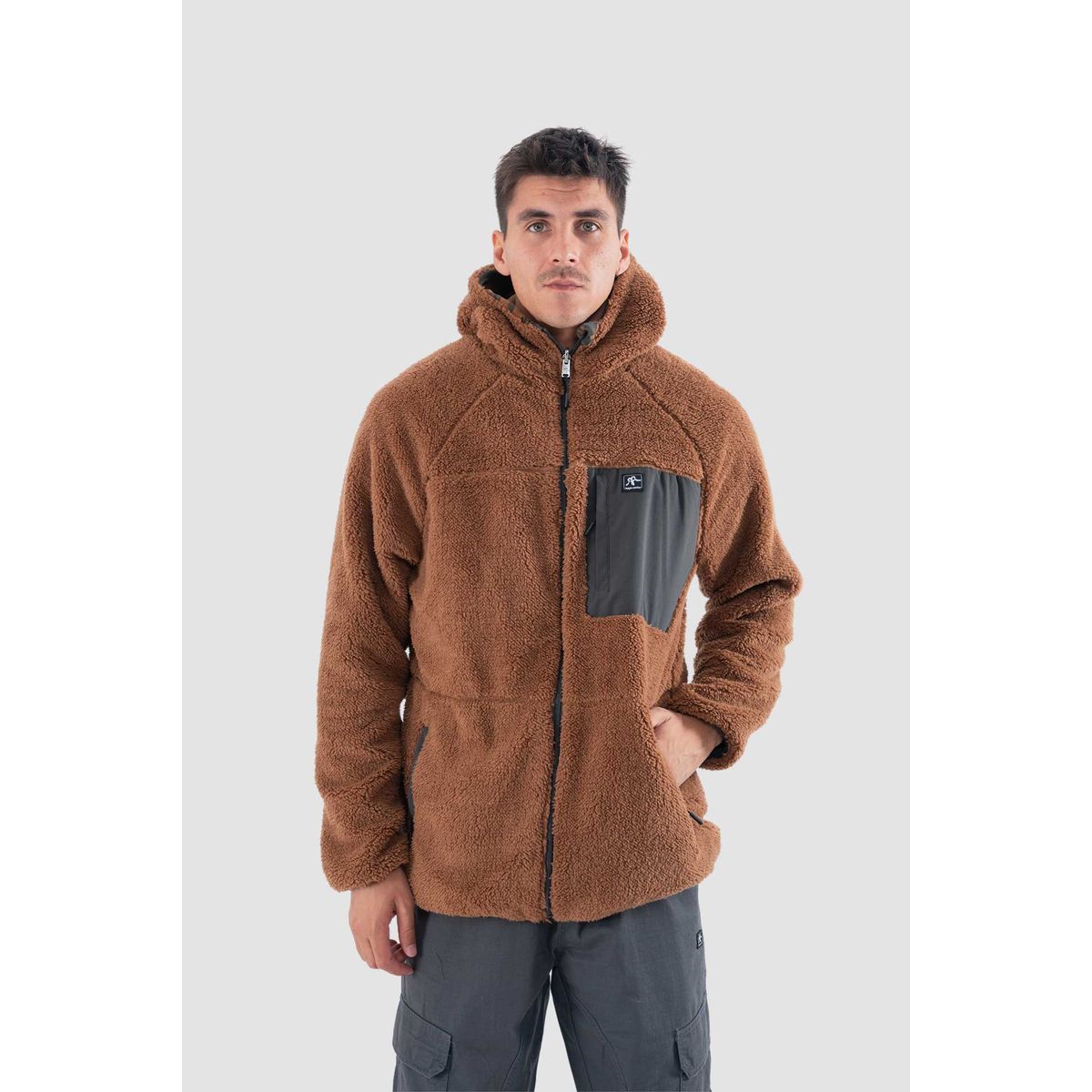 KAYA UNITE - Polerón Chiporro Hombre Shaggy Grizzly Reversible Camel