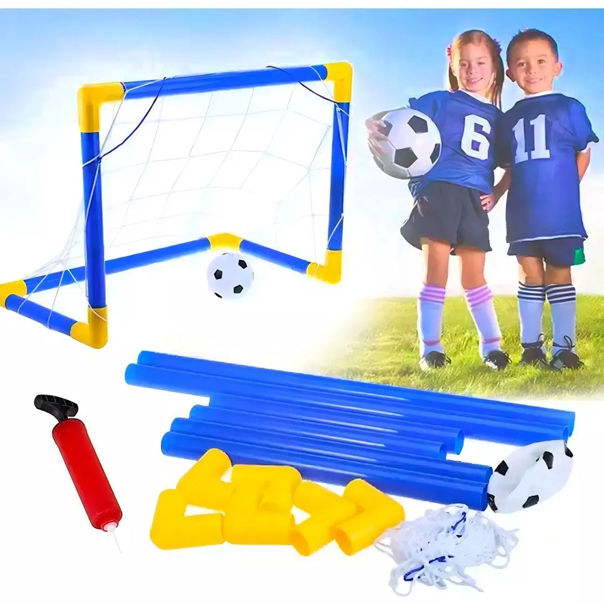GENERICO - Mini Porteria Arco Futbol Pvc Con Malla Inflador Balón