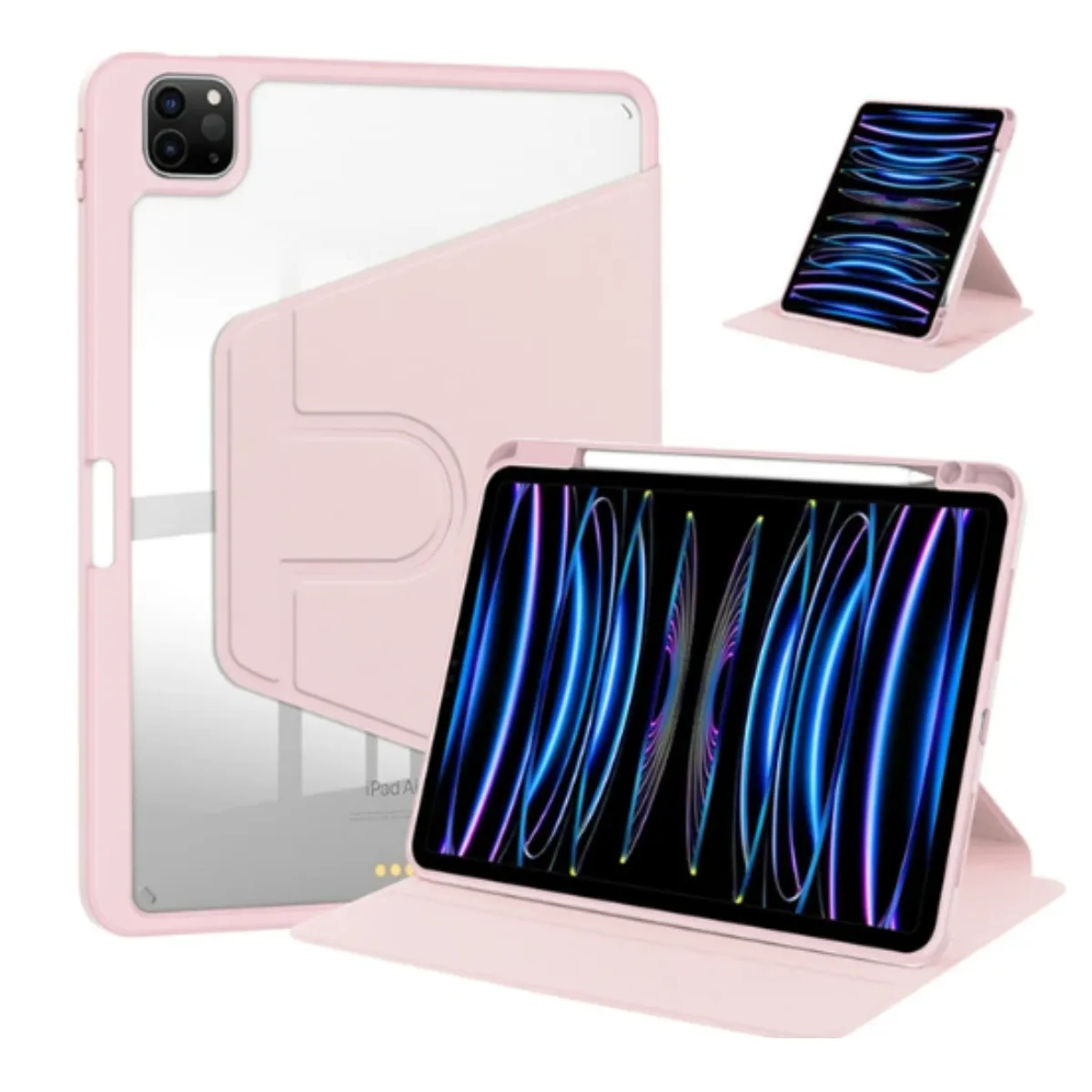 GENERICO - Carcasa Smart Cover Clear 360 Para iPad A16 11th Gene 11 Rosado