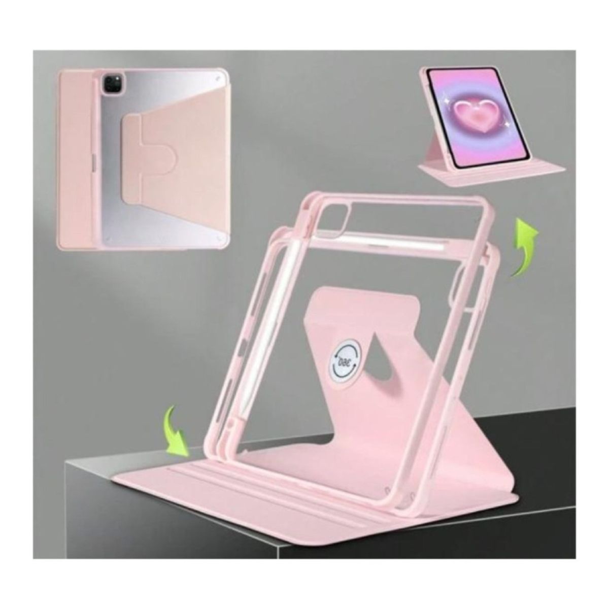 GENERICO - Carcasa Smart Cover Clear 360 Para iPad A16 11th Gene 11 Rosado