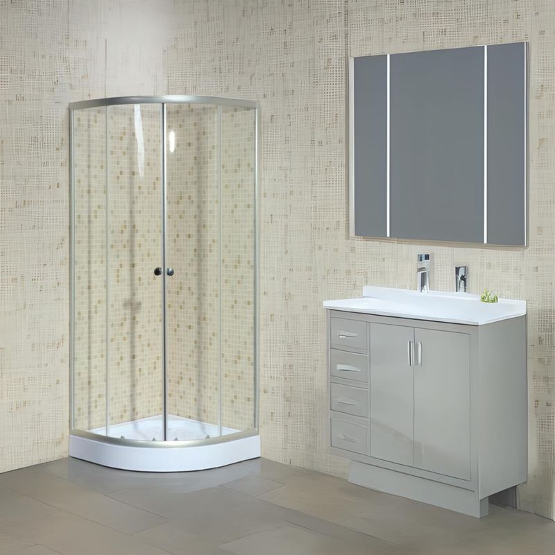 GENERICO - Shower Door Curvo Transparente Y Receptaculo 90x90cm