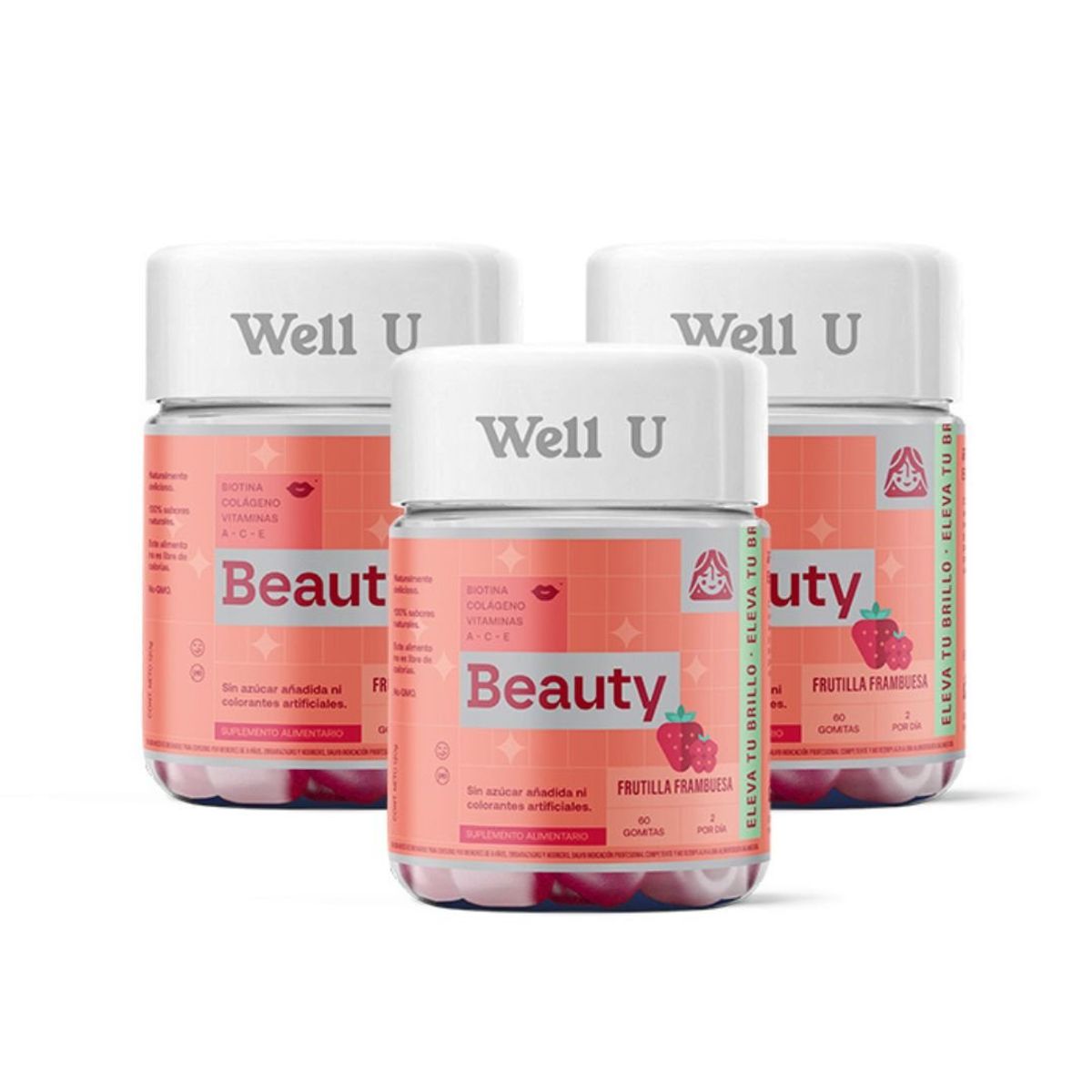WELL U - PACK X 3 GOMITAS BIOTINA COLÁGENO VIT A, C y E 60UN WELL U