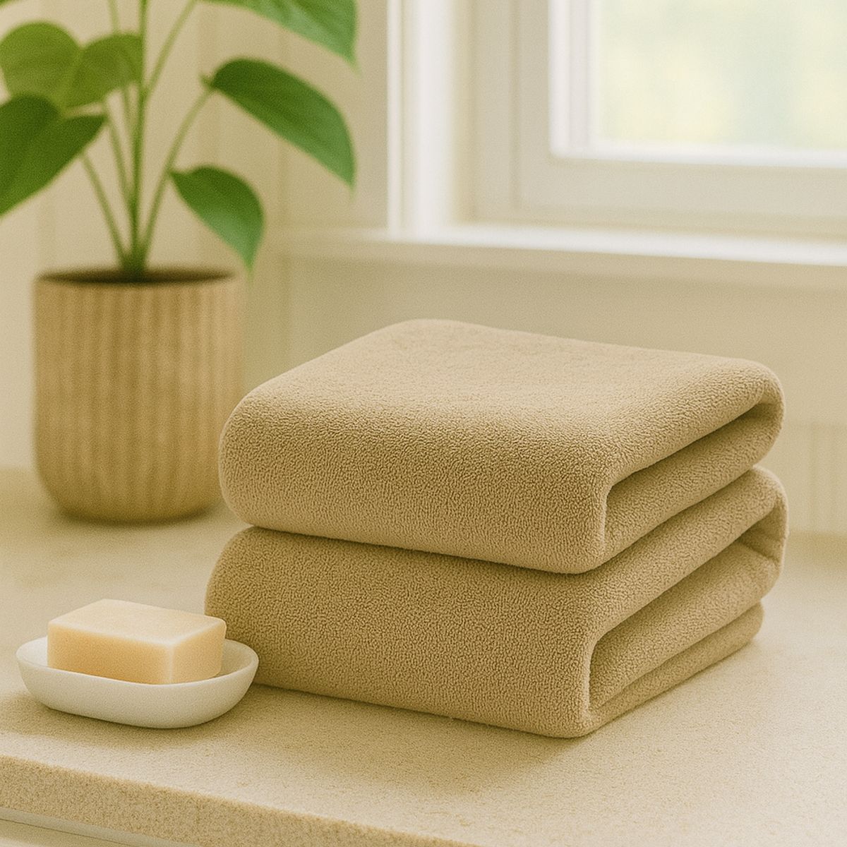 COSAS CASA - Pack 2 Toallas Taupe Microfibra 070x130