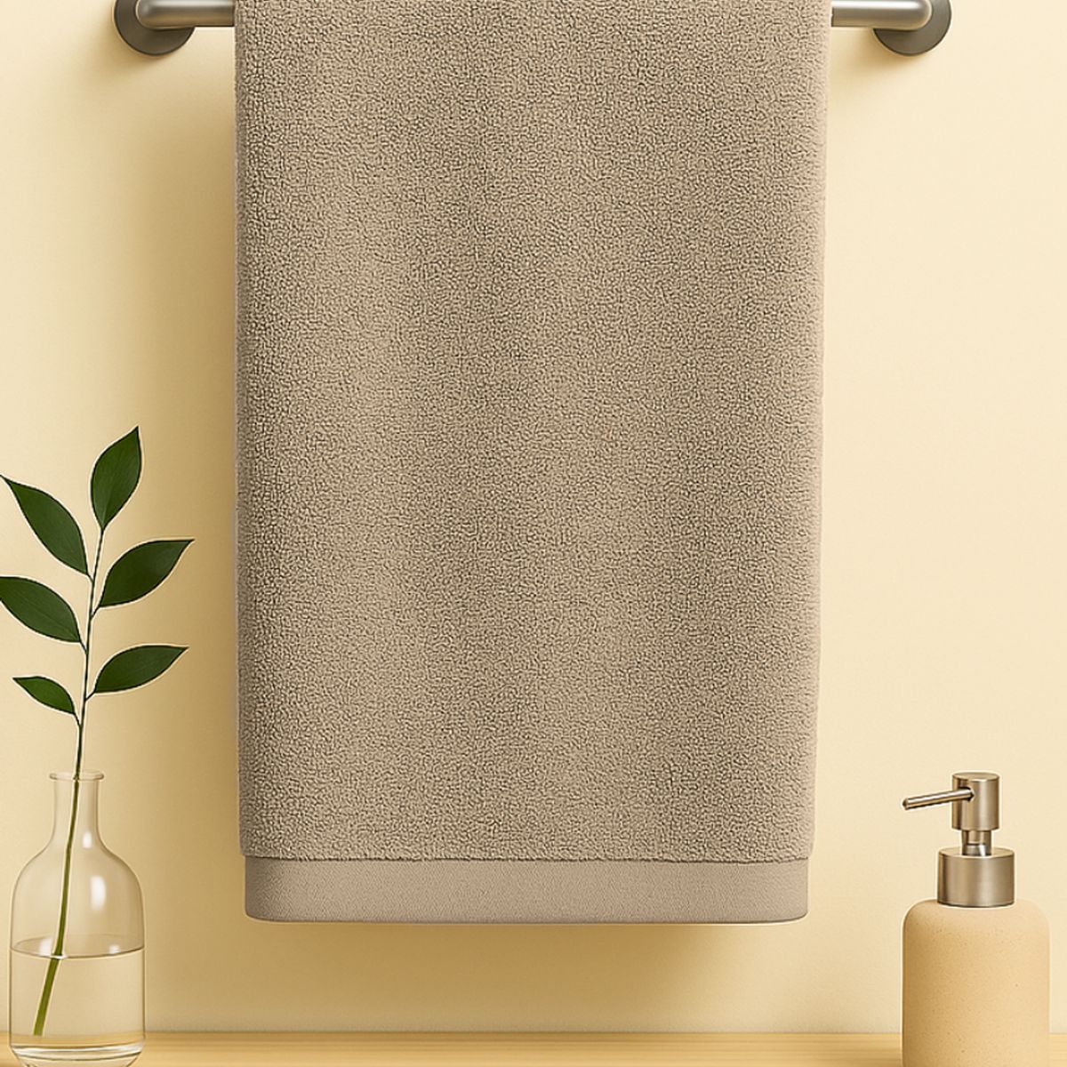 COSAS CASA - Pack 2 Toallas Taupe Microfibra 070x130