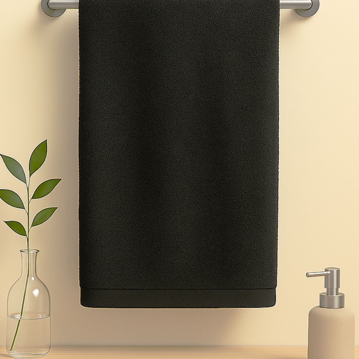 COSAS CASA - Pack 2 Toallas Negras Microfibra 070x130