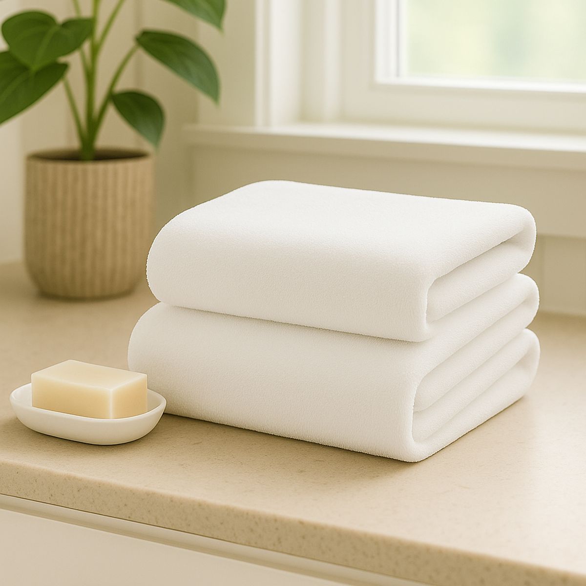 COSAS CASA - Pack 2 Toallas Blancas Microfibra 070x130