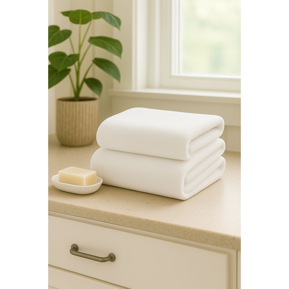 COSAS CASA - Pack 2 Toallas Blancas Microfibra 070x130