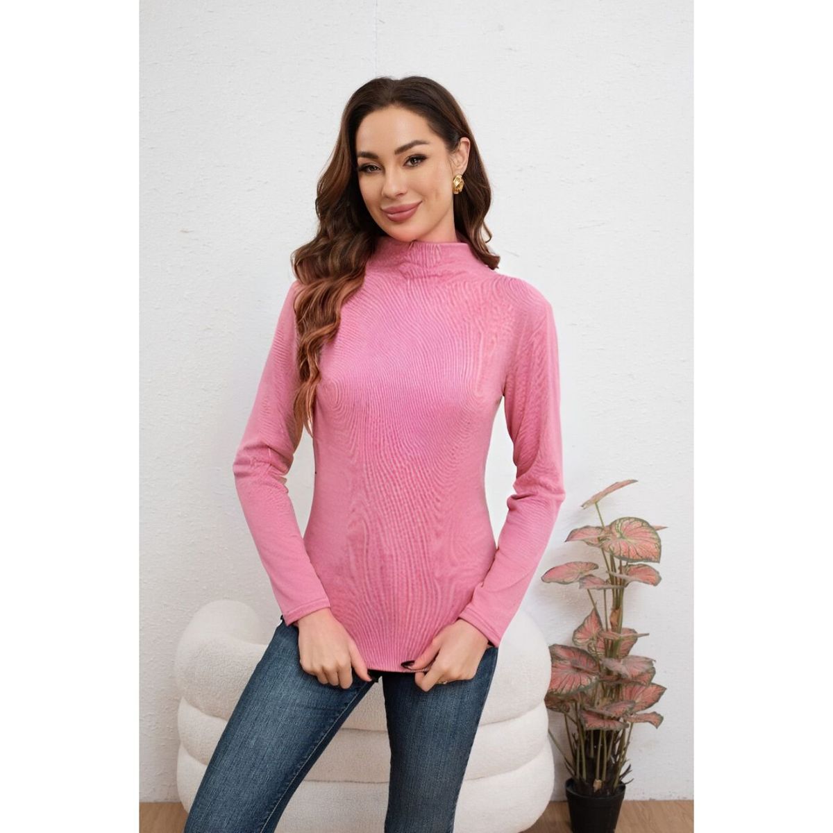 LIKE SHOP - Polera Mujer Beatle Frisado Manga Larga Colores 2035
