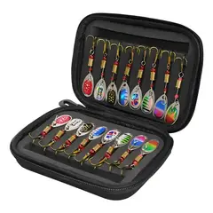 OEM - Kit 16 Señuelos Metálicos Pesca Deportiva Con Estuche Oxford