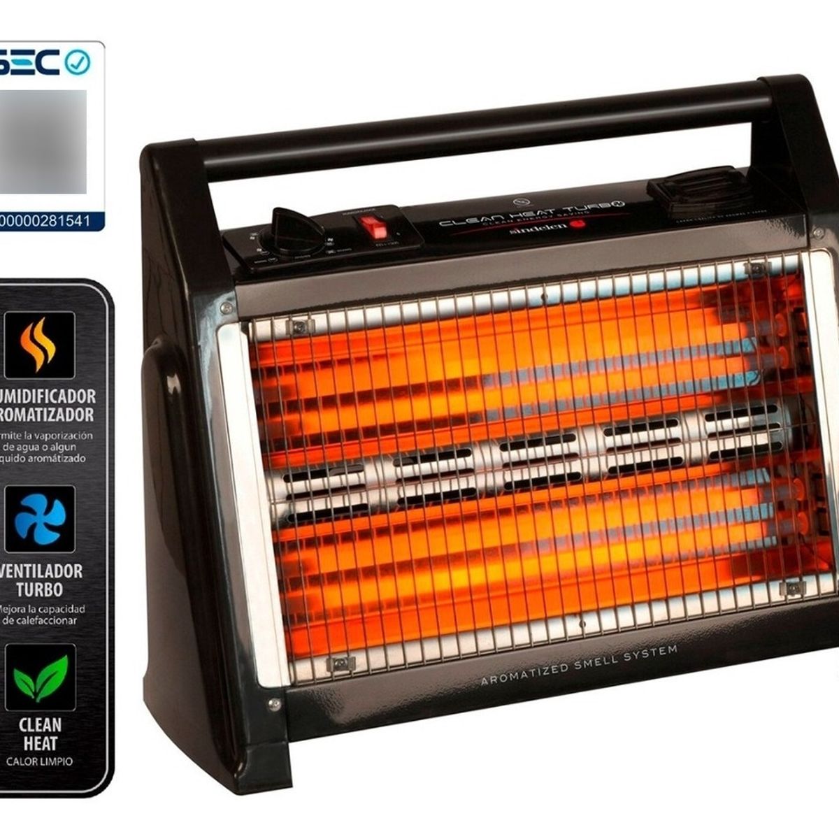 SINDELEN - Calefactor Electrico Estufa Infrarroja Bajo Consumo Sindelen Eeh-1300