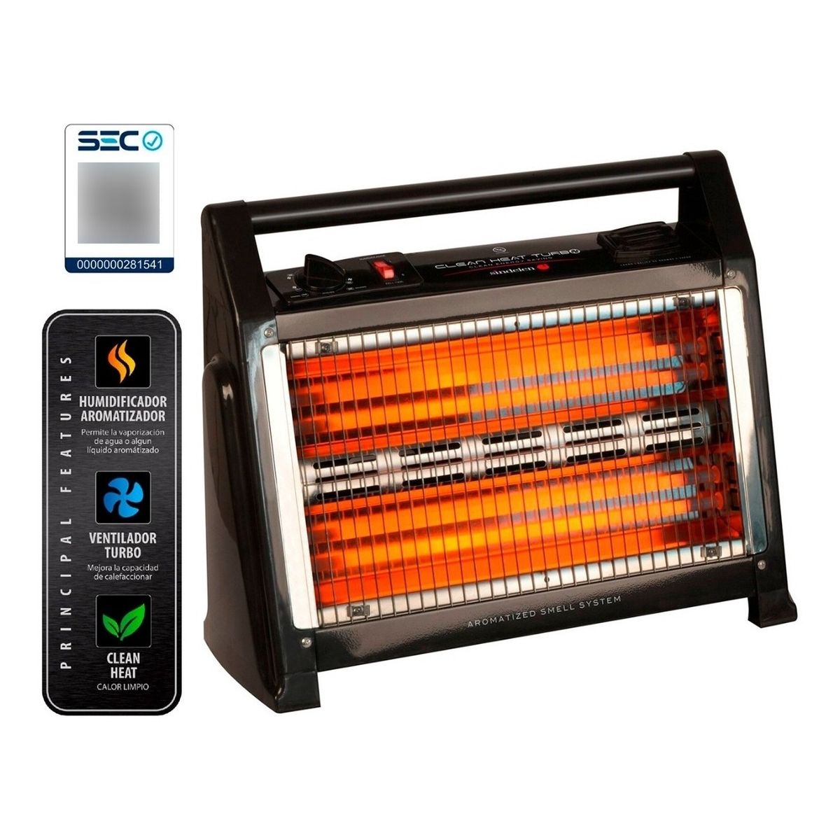 SINDELEN - Calefactor Electrico Estufa Infrarroja Bajo Consumo Sindelen Eeh-1300