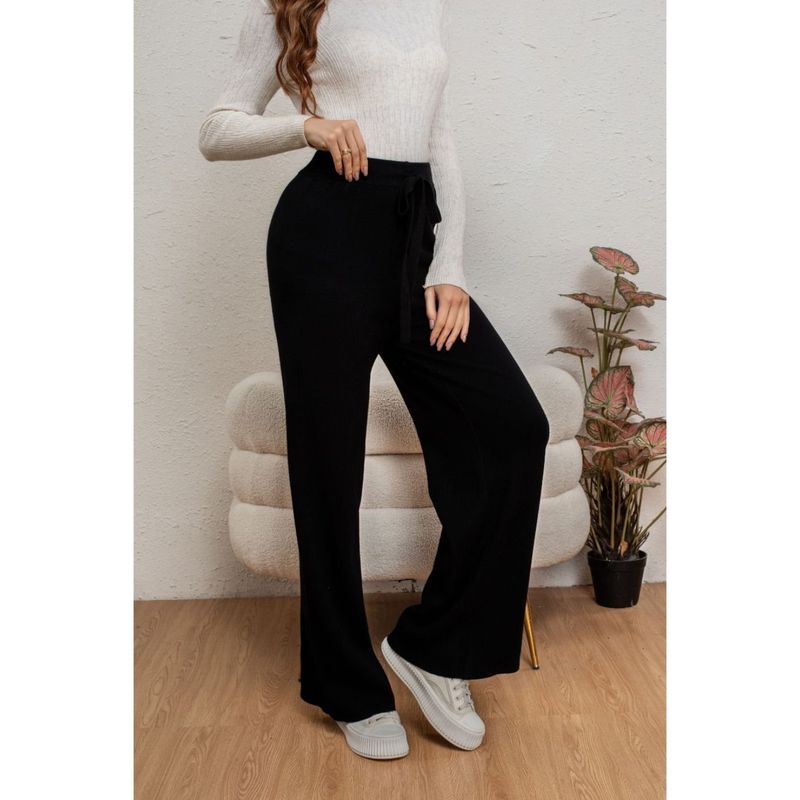 MPROPIA - Pantalon Mujer Recto Lanilla Tiro Alto Full Elasticado 5053