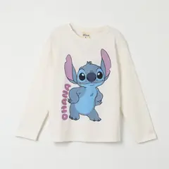 DISNEY - Polera Manga Larga Niña Lilo & Stitch Ohana Blanco