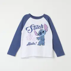 DISNEY - Polera Manga Larga Niña Lilo & Stitch Mangas Blanco