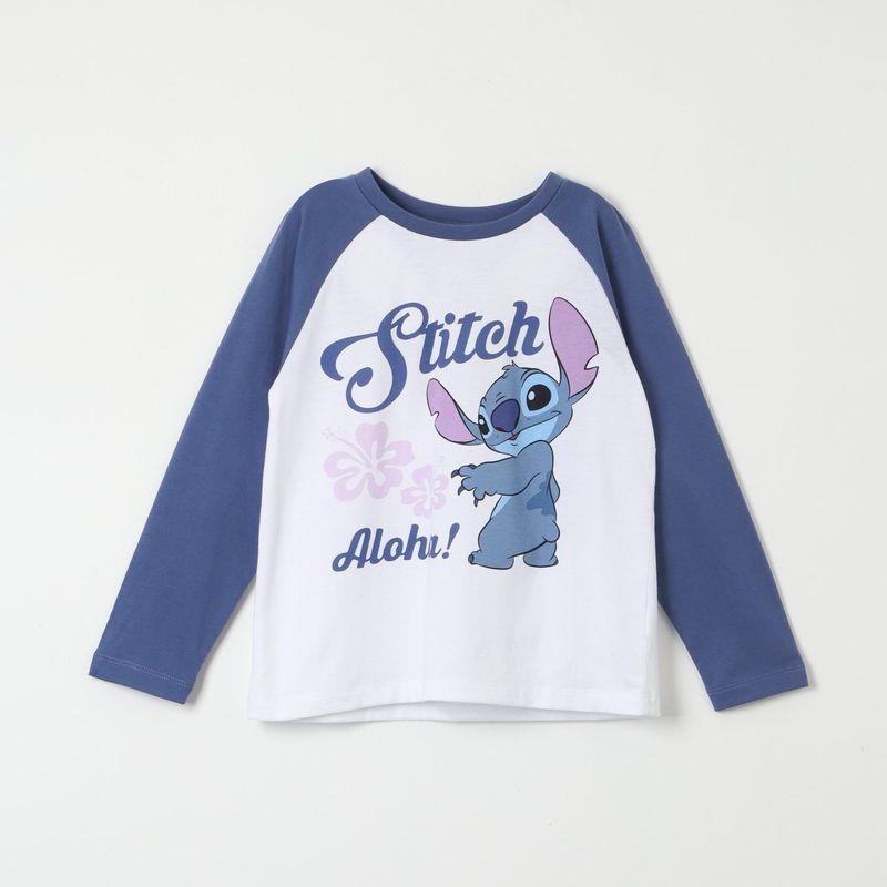 DISNEY - Polera Manga Larga Disney Stitch Estampado Hawaiano - Niños 3-8 Años