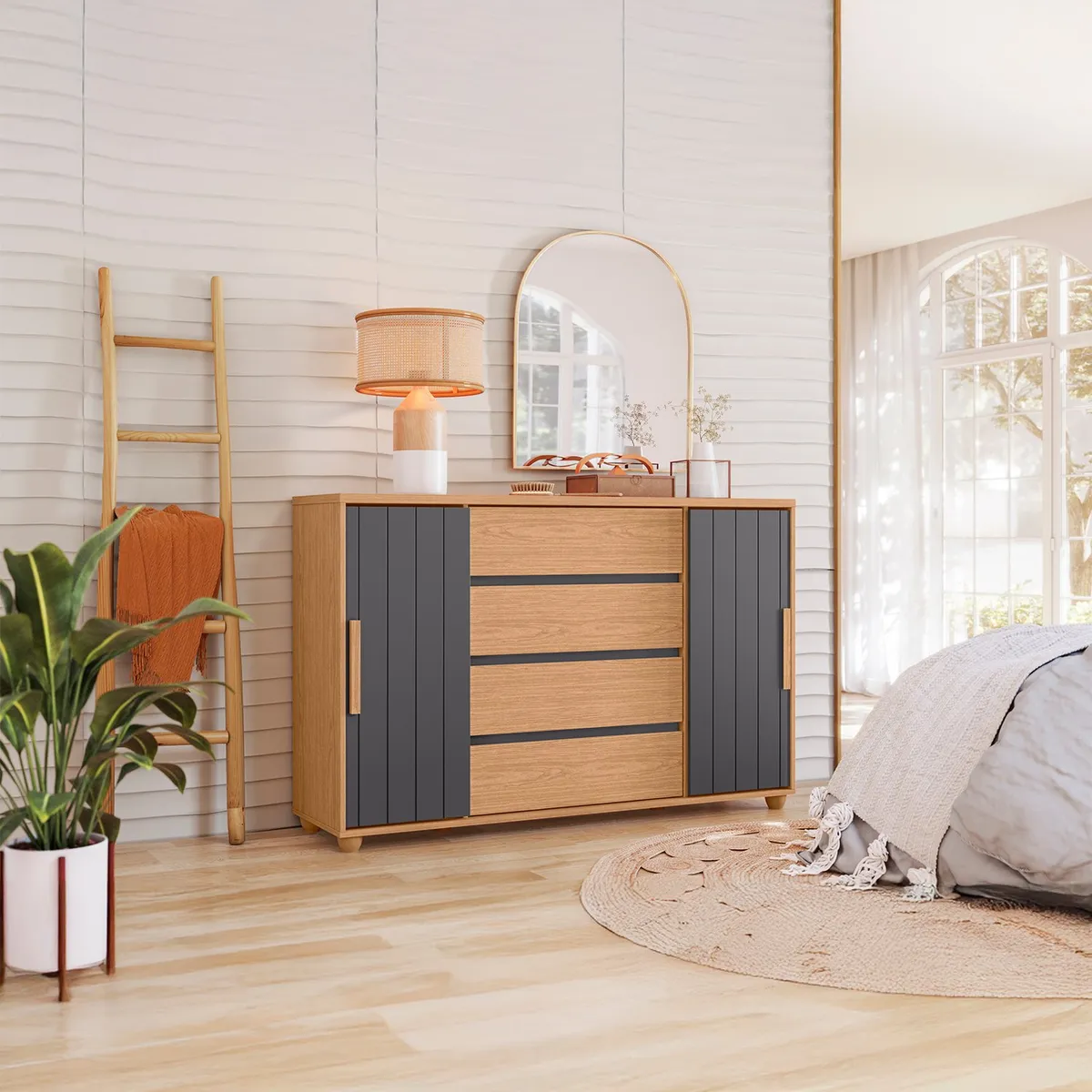 VEKKAHOME - Comoda Evidenza Gris Flex