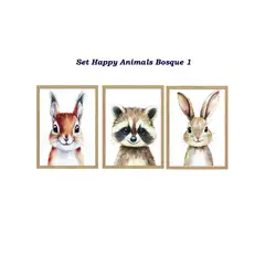 DECORACION CREATIVA - Set Cuadro Infantil niño - Happy Animals Bosque 1