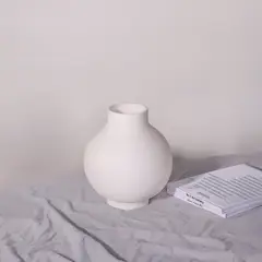 RE DECORA - Florero de Cerámica Blanco Redondo