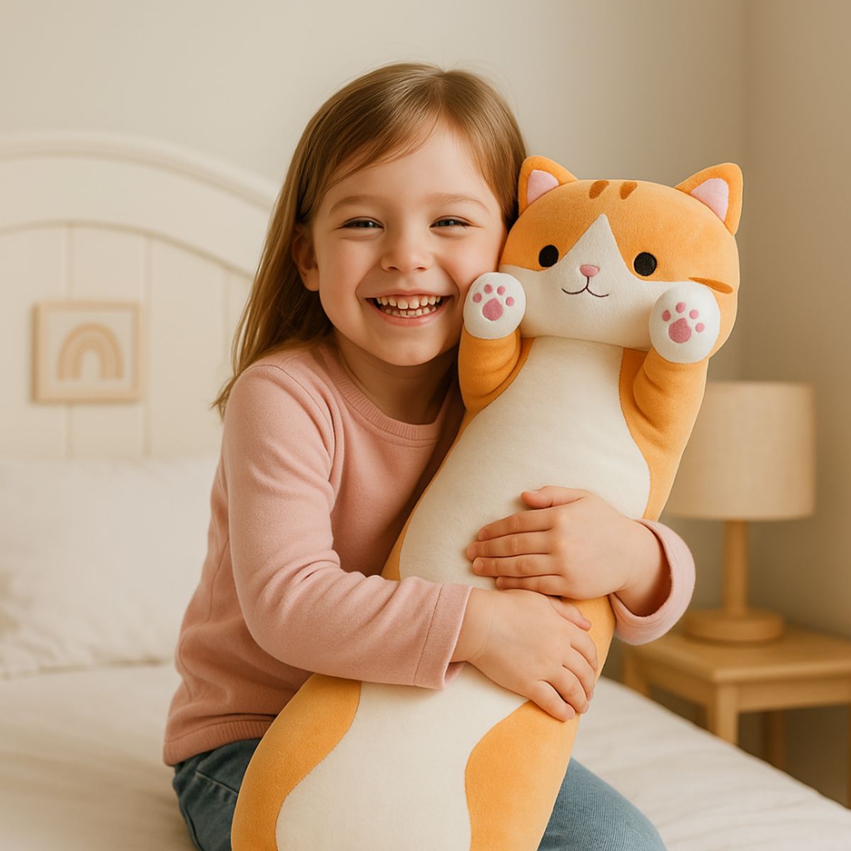 GENERICO - Cojín Almohada Peluche Largo De Gatito Suave de 70 cm