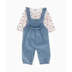 4KIDS - Jardinera recién nacida con body celeste 4 Kids