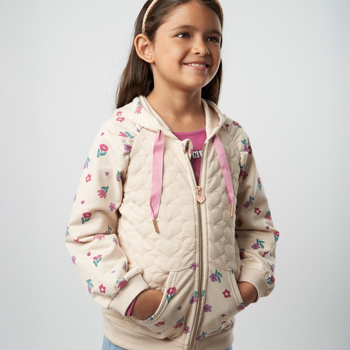 4KIDS - Polerón niña con flores beige 4 Kids