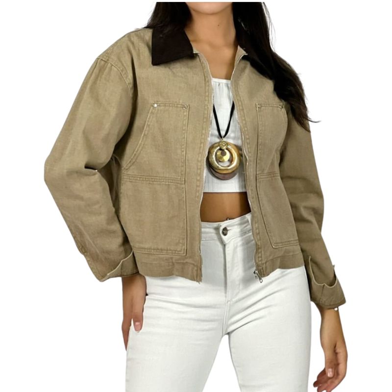 ARRAKASTA - Chaqueta de mezclilla con cierre.