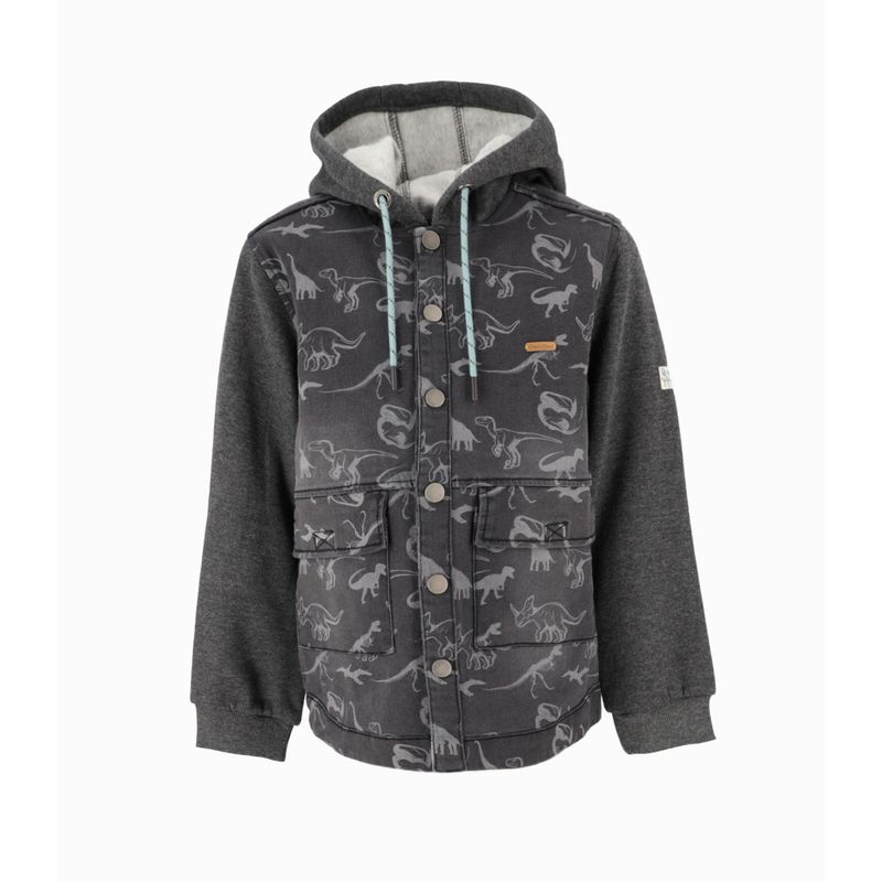 BLACK AND BLUE - Camisa niño con dinosaurios denim gris Black and Blue